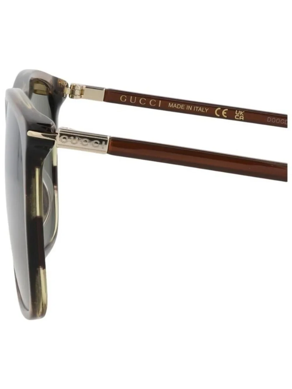 New Gucci Mens Square/Rectangle Havana Gold Green Fashion Designer Sunglasses
